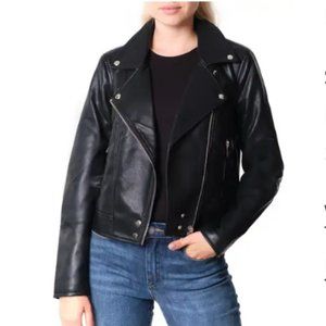 BLANK NYC Good Vibes Faux Leather Moto Jacket, Size Small, Black